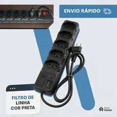 Filtro de Linha Régua 3,4,5,6 Tomadas Tripolares Bivolt C/Fúsivel Cabo 85cm