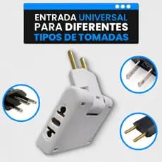 adaptador tomada Articulado Dobrável 3 entradas 110V/220V Deslocado 10A Resistente Bivolt