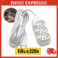 Extensão Elétrica Branca Tripolar 10A Bivolt – 2m / 3m / 5m / 10m