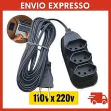 Extensão Elétrica Tripolar 10A Bivolt Preta (2M, 3M, 5M e 10M) Durável Resistente