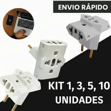 Adaptador  de Tomada TIPO T Benjamin 10A/20A Pino Maciço Adaptador T Resistente