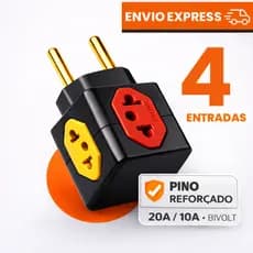Adaptador de Tomada Benjamin CUBO 10A/20A Pino Maciço Resistente 4 Tomadas Colorida