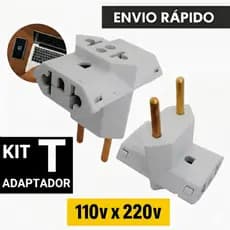 Adaptador  de Tomada T Kit 1,3,5 e 10 Benjamin 10A/20A Pino Maciço Adaptador T Resistente