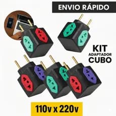 Adaptador de Tomada CUBO Kit Benjamin CUBO 10A/20A Pino Maciço Resistente 4 Tomadas Colorida