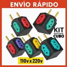 Adaptador de Tomada  CUBO PRETO Kit Benjamin 10A/20A Pino Maciço Resistente
