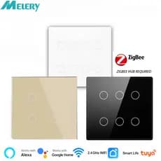 Melery Tuya Brasil Interruptor De Luz Gold Zigbee 4x4 Sensor De Toque Smart Remote Pelo Alexa Google