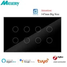 Melery Zigbee Touch Light Interruptor De Vidro 8/10 Gang Tuya Smart Compatível Com Alexa Google Home