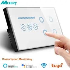 Wifi Smart Tuya Light 4 Gang Switch Fan Speed Dimmer De Toque Vidro Power Metering Alexa Google Home