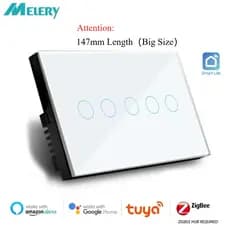 ZigBee Interruptor De Luz De Parede Painel De Vidro De Toque Sem Fio 4/5/6 Gang Remoto Alexa Go