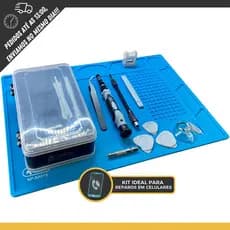 Kit Completo Manutenção Celular Jogo De Chaves 115 Peças + Manta Antiestática de Silicone 32x23cm