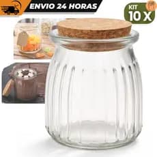 10 Potes De Vidro Com Tampa De Rolha Para Lembrancinha 100ml