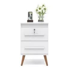 Mesa De Cabeceira Chave Para Cama 2 Gavetas Cor Branco Clique Moveis Criado mudo