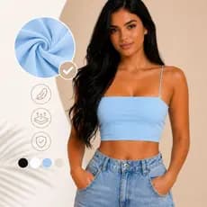 Cropped Feminino Top Faixa Suplex com Alça Elástico Sem Bojo Premium