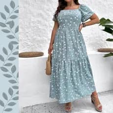 Vestido Plus Size com Babado na Barra, vestido tamanho grande para natal, festa, para o Verão, Evento, ano novo