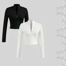 2 Casacos Femininos fit para treino academia casaco Jaqueta Casual Manga Longa Slim Fit, casaquinho para exercícios