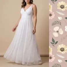 Vestido de Noiva Longo para Festa de Casamento Civil com Decote e Cinto