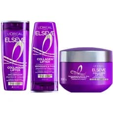 Kit C/3 Elseve Collagen Hialurônico Colageno Shampoo 200ml, Condicionador 200ml, Creme Tratamento 300g