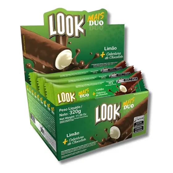 Biscoito Look Mais Duo Limão 320g - Display C/16 Unid