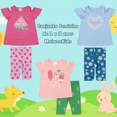 Conjunto Malwee Kids Bebê Menina Verão com Estampas de 1 a 3 Anos