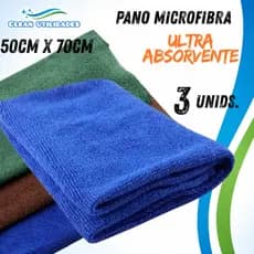 KIT 3 PANOS MICROFIBRA - 50CM X 70CM - ULTRA ABSORVENTE