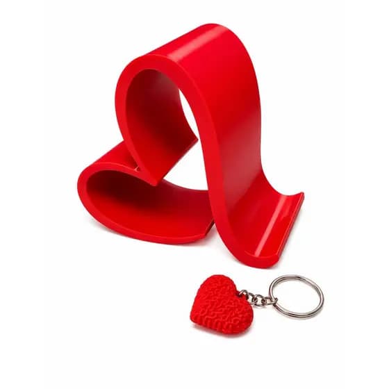 Suporte Porta Celular Coração Telefone Mesa + Chaveiro Fofo Decoração Quarto Amor Love