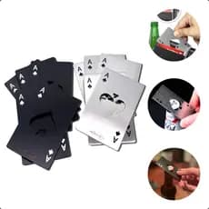 Kit 05 Abridor De Garrafa Formato Carta De Baralho Espada Poker Aço Inox