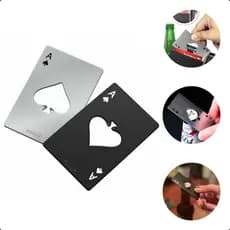 Kit 02 Abridor De Garrafa Formato Carta De Baralho Espada Poker Aço Inox