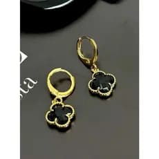 Brinco Argola Pingente Trevo Fecho Click Folheado a OURO 18K/PRATA Feminino Inspiração Virgínia