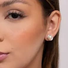 Brinco Pérola Folheado Estilo Elegância Moda Feminina Clássico Presente para Mulher
