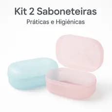 Kit 2 Saboneteira Portatil Plastico Resistente Compacta Tampa Higienica Banheiro Viagem Academia Bolsa Camping Presente