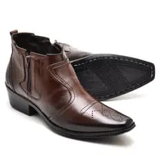Bota Masculina Modelo Texas  Cowboy Couro Legítimo Inverno Café Preto