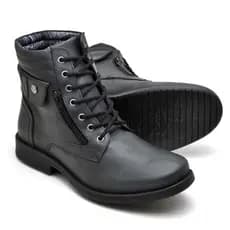 Coturno Bota Masculino Casual Couro Bovino Acabamento Fóssil Preto Café