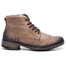 Coturno Bota Masculina Couro Bovino Fóssil Sola Costurada Reforçada Café Preto Confortável Macia
