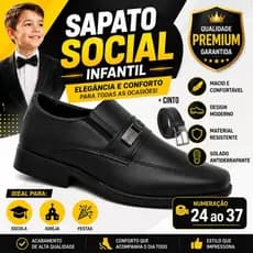 Sapato Social Infantil Masculino Com Cinto Preto Pajem Casamento Formatura Igreja Culto Elegante Terno
