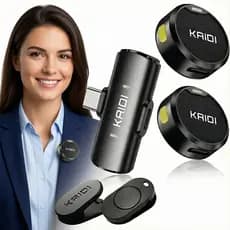 Microfone de Lapela Sem Fio Kaidi Tipo-C - Áudio HD Plug&Play
