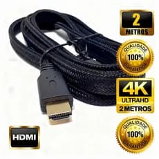 Cabo HDMI 2.0 Gold 4K Ultra HD 2 Metros - Nylon Reforçado e Blindado