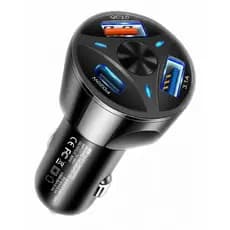 Carregador Veicular Turbo 55W PD + QC 3.0 USB-C Carregamento Rápido Universal