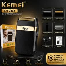 Shaver Kemei KM-2024 Máquina de Acabamento Barba Cabelo Recarregável USB Bivolt