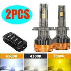 2 Pcs H7 H4 Faróis LED H1 H11 9005 9006 9012 6500K 4300K 3000K Controle Remoto De Três Cores Para Luzes De Carro