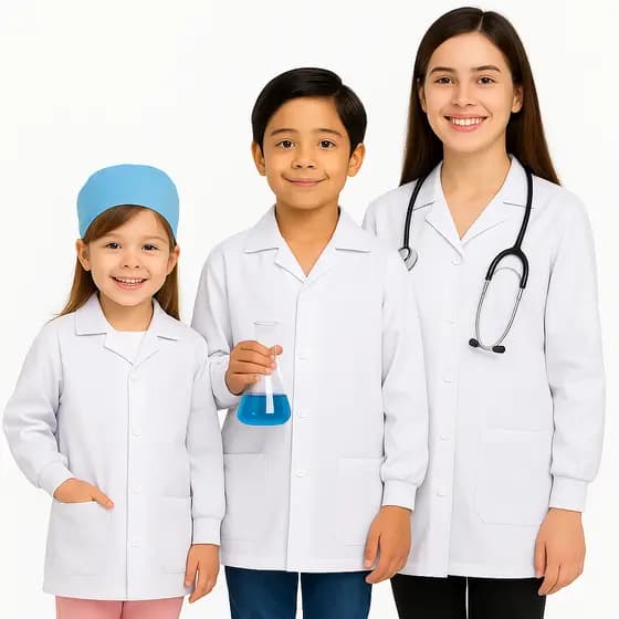Jaleco Infantil Manga Longa Unissex Profissional Tecido Oxford Com Punho