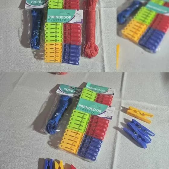 Kit Varal Completo: Corda de Alta Resistência + Prendedores Coloridos
