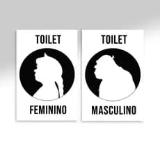Kit 2 Placas para Banheiro Shrek Masculino e Fiona Feminino