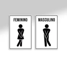 Kit 2 Placas para Banheiro Masculino e Feminino