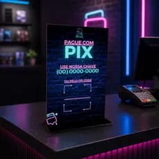 Display de Mesa para Estabelecimento Neon - QR CODE