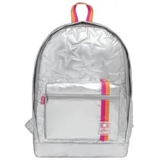 Mochila de Costas Academie Stars Prata Tilibra Escolar Resistente Matelassê