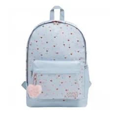 Mochila de Costas Academie Coração Metalizado Azul Tilibra Escolar Resistente