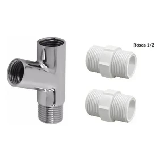 Adaptador Junção Y 1/2 Metal Cromado + 2 Niples