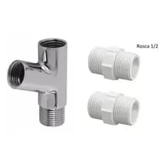 Adaptador Junção Y 1/2 Metal Cromado + 2 Niples