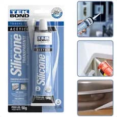 Silicone Acético Tekbond 50g - Resistente aos Raios UV, Antifungo, Uso Interno e Externo