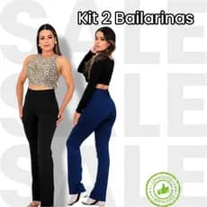Kit 2 Calças Legging Bailarina Cintura Alta Sem Transparencia